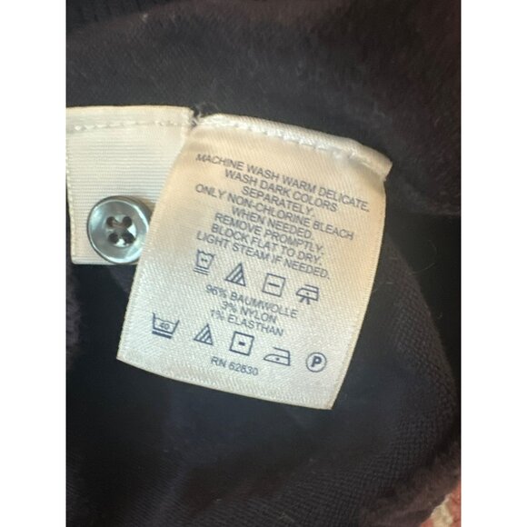 Lands End Womens Black Cardigan Sweater Applique L 14-16 Wool Blend Classic Prep - Picture 4 of 5